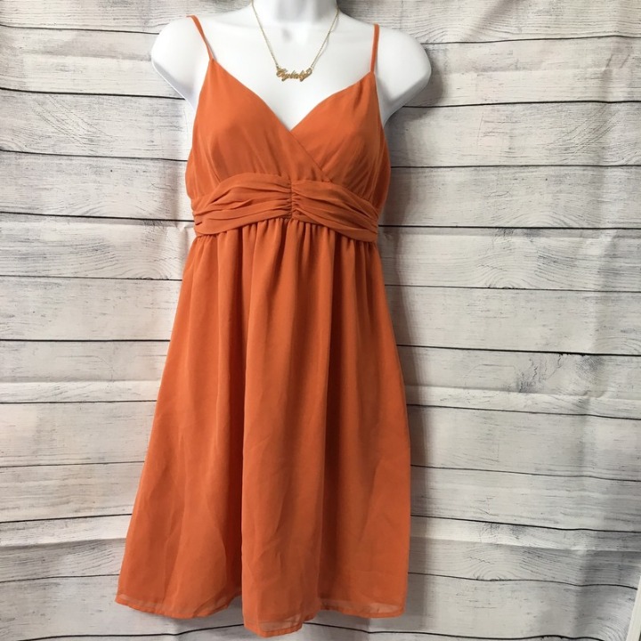 Burnt Orange Chiffon Party Dress