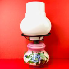 Vintage EAGLE Kerosene Oil Lamp Victorian Daisy Floral Hand painted Porcelain