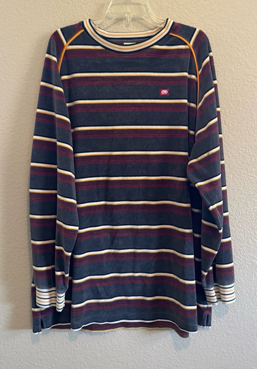 Rare Ecko Unltd Velour Striped Shirt Men's Size XXL