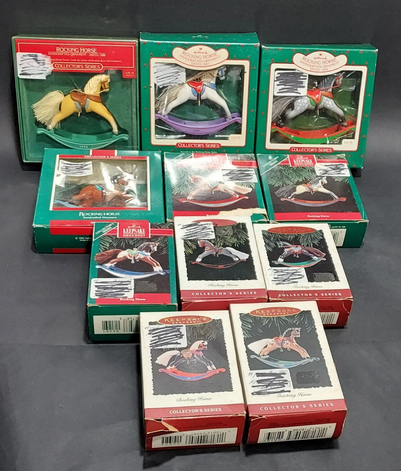 Lot of 11 Hallmark Rocking Horse Ornament 86-96
