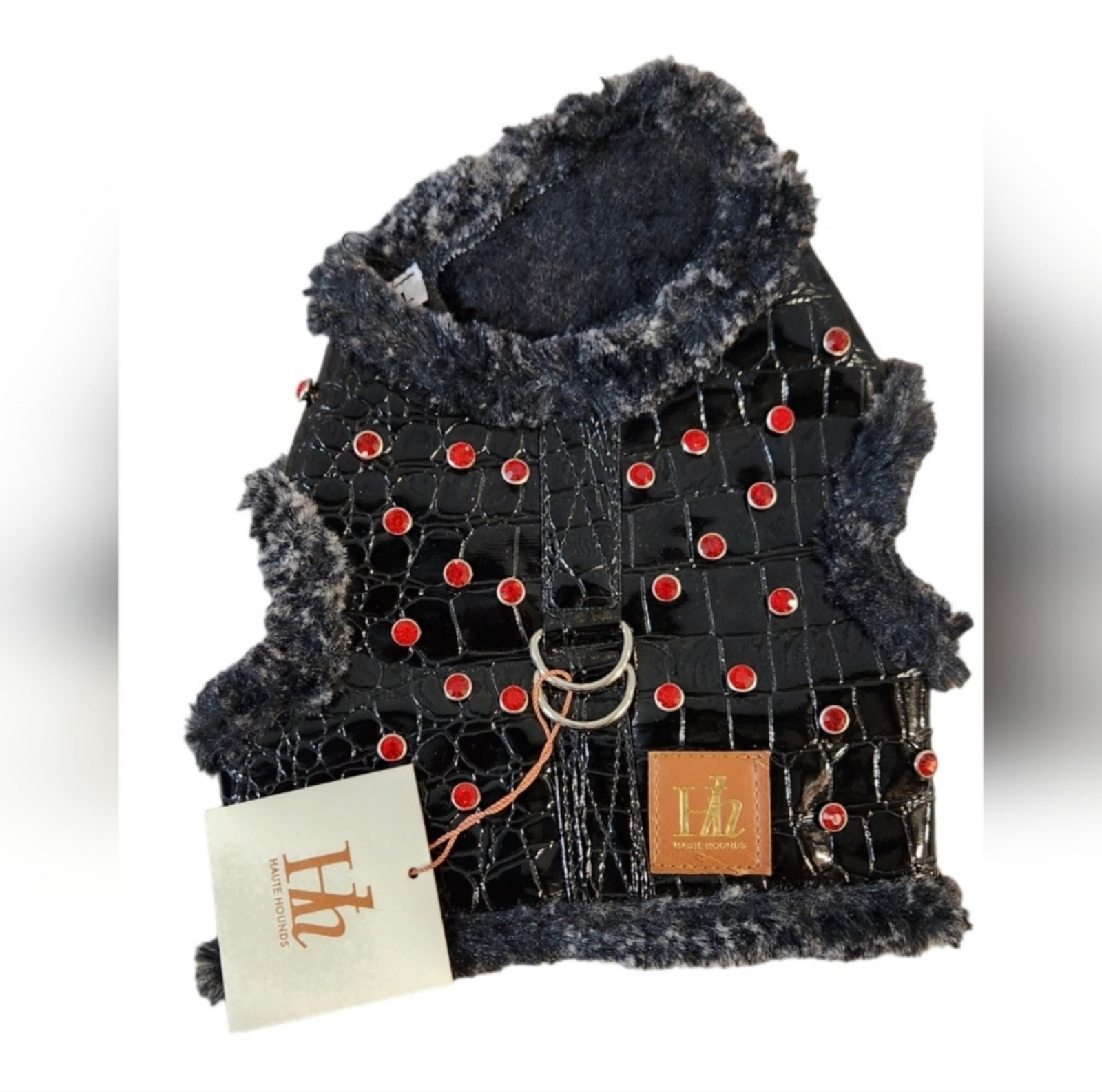 Haute Hounds Luxury Dog Harness Faux Leather & Fur Large