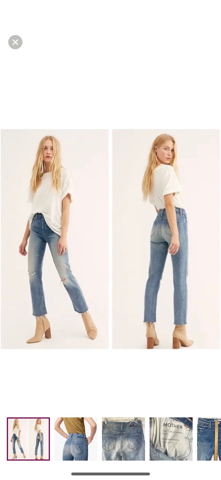 Mother Tomcat Ankle Fray Denim Jeans. Size 27. EUC.