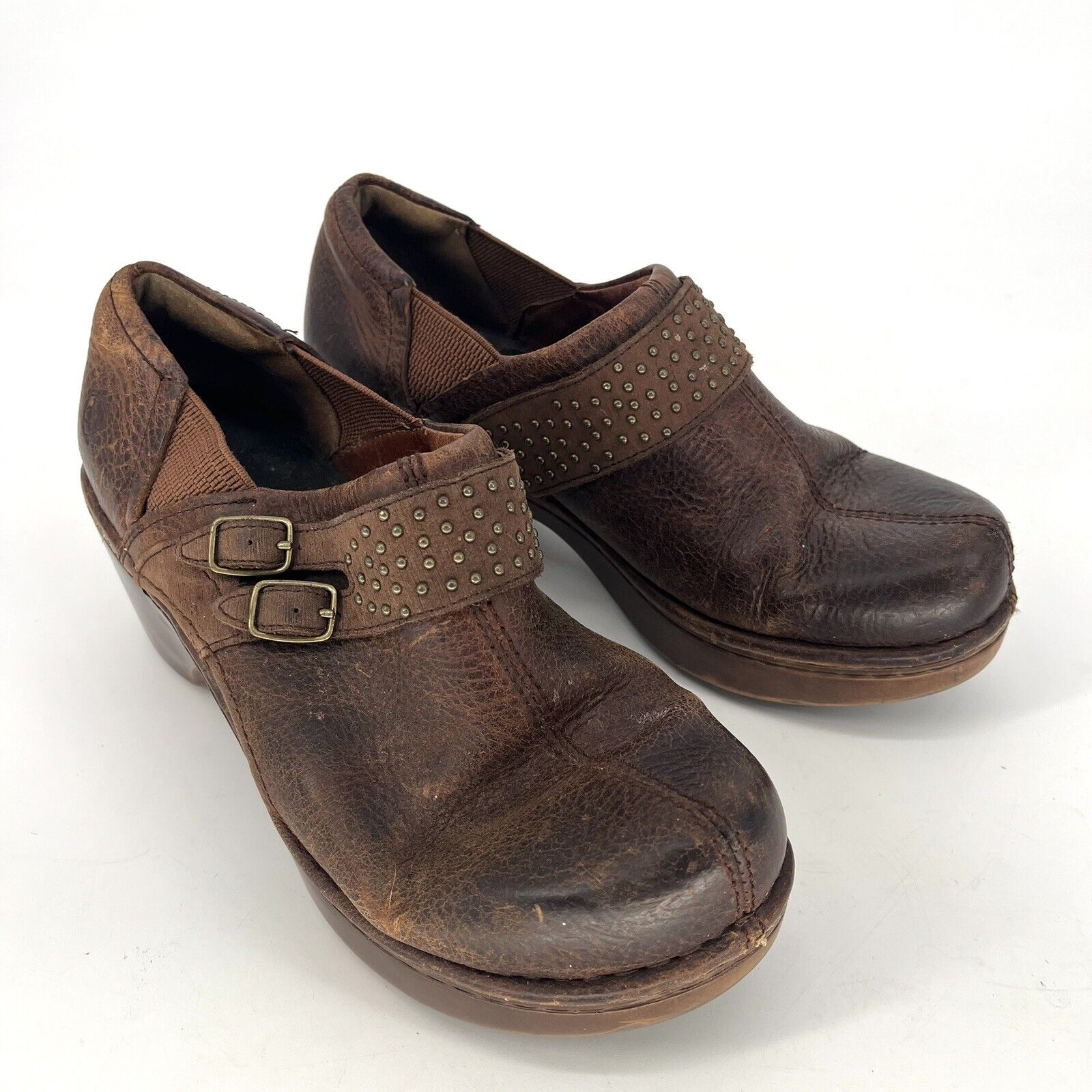 Ariat Sheila Brown Distressed Leather Clogs Women’s Size 9.5