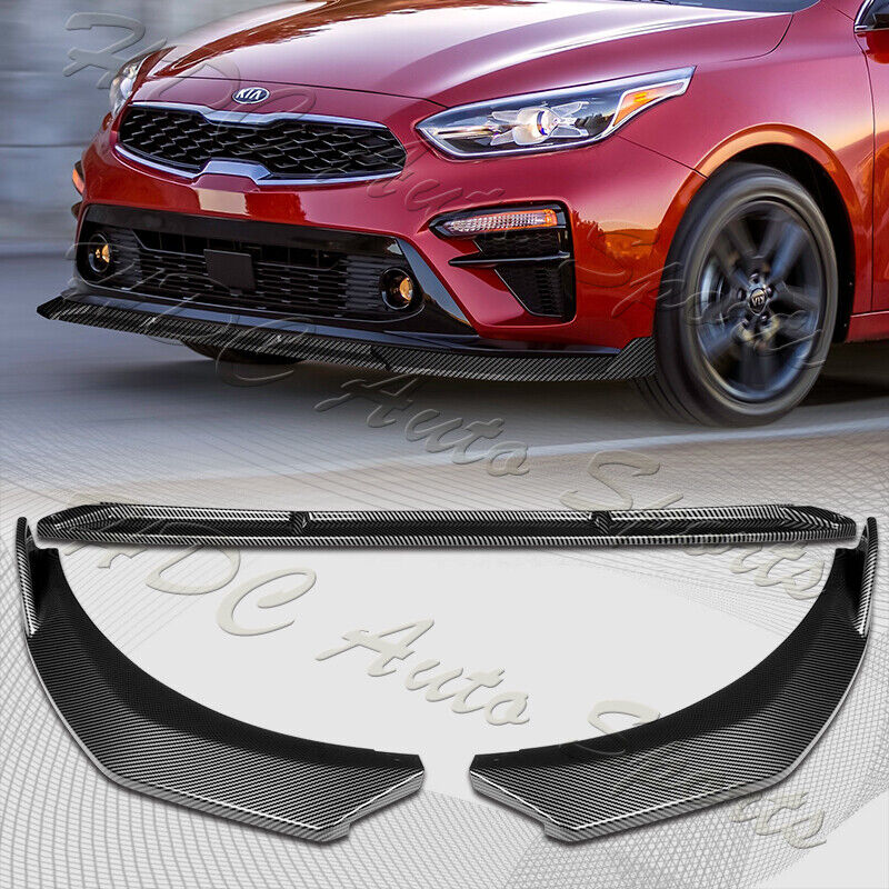 For 2019-2021 Kia Forte STP-Style Carbon Look Front Bumper Splitter Spoiler Lip