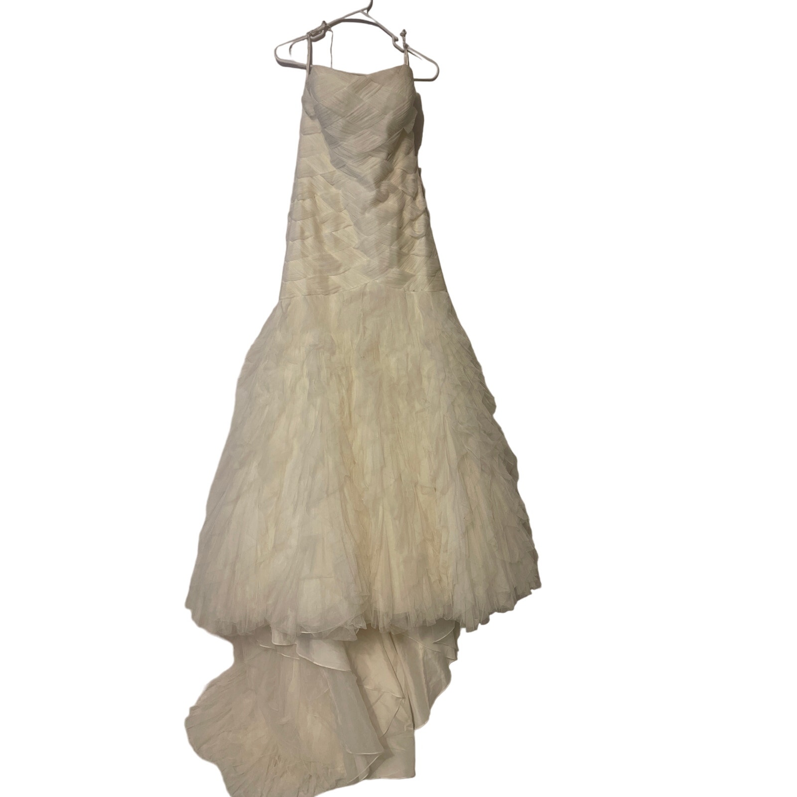 Galina Signature Ivory Size 12 Style SWG523 Wedding Gown Basket Woven Bodice