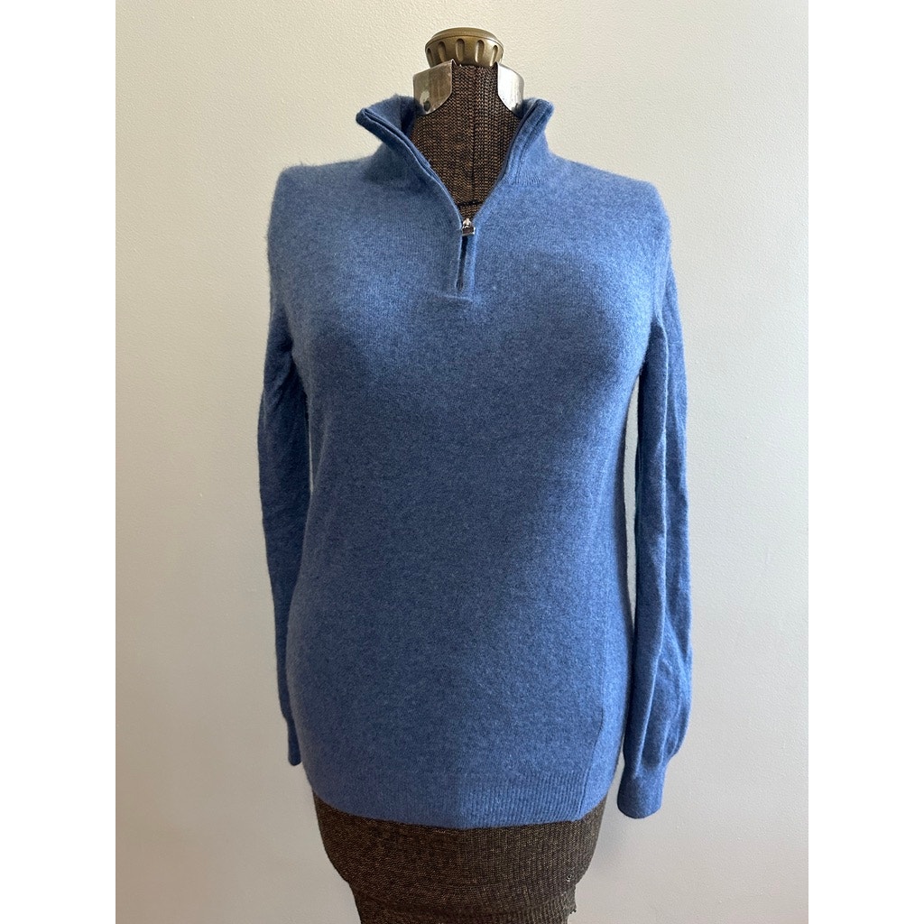 Mantovani Studio blue Italian cashmere quarter zip size S