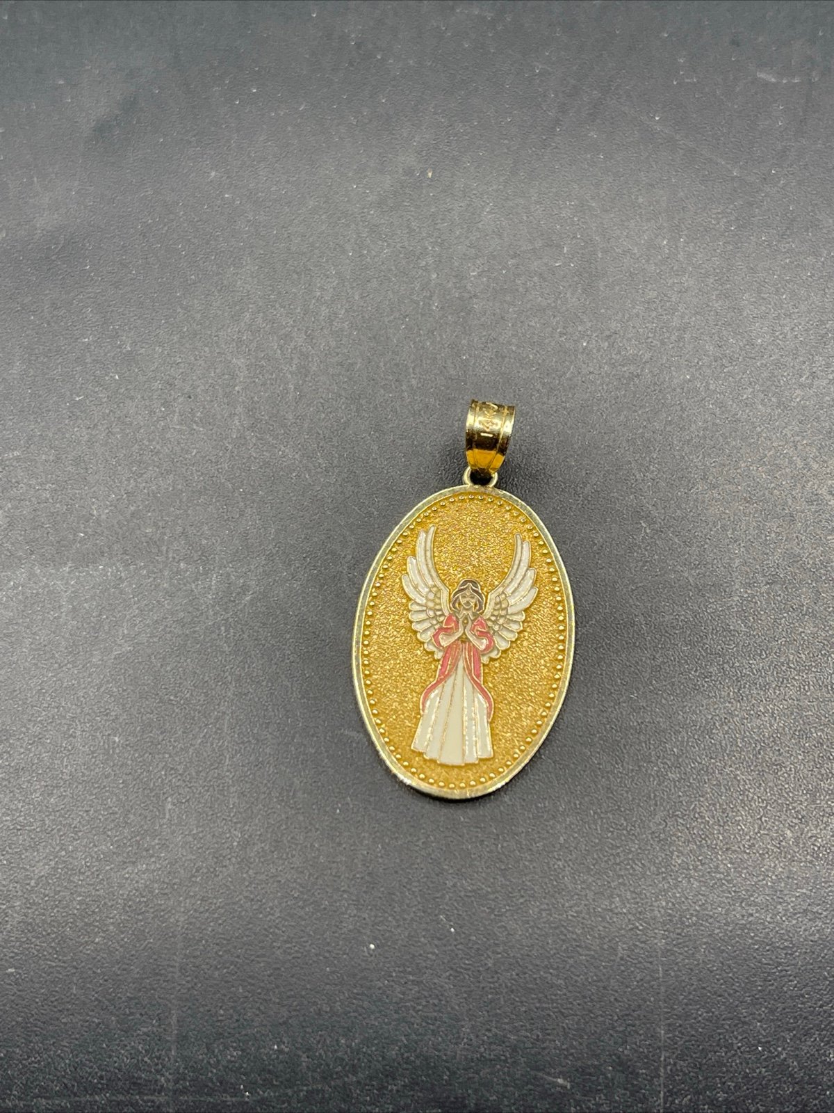 Pendent 14 karat gold enamel guardian angel 013124@