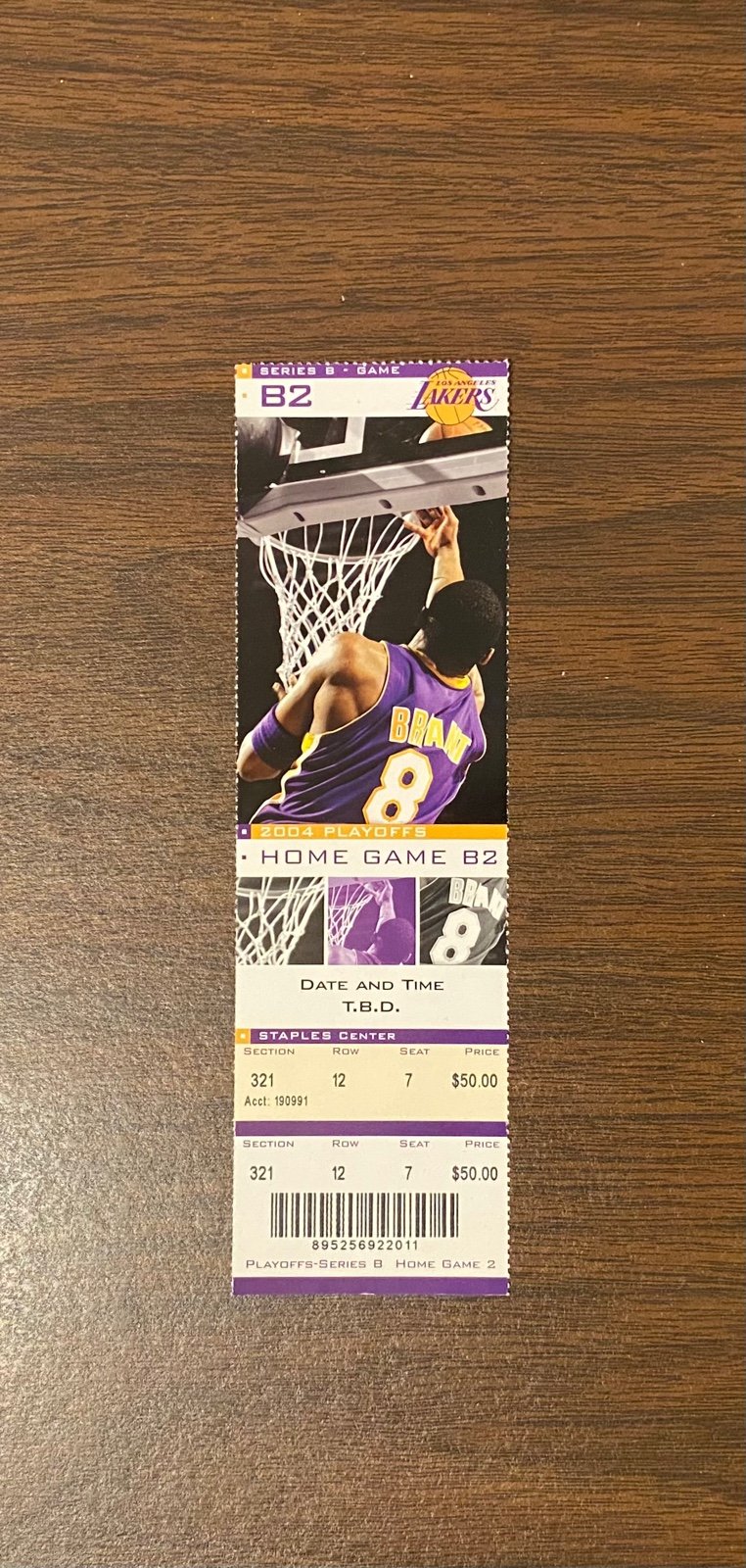 KOBE BRYANT (42 POINTS) vs SPURS 05-11-2004 FULL PLAYOFF GAME TICKET LA LAKERS