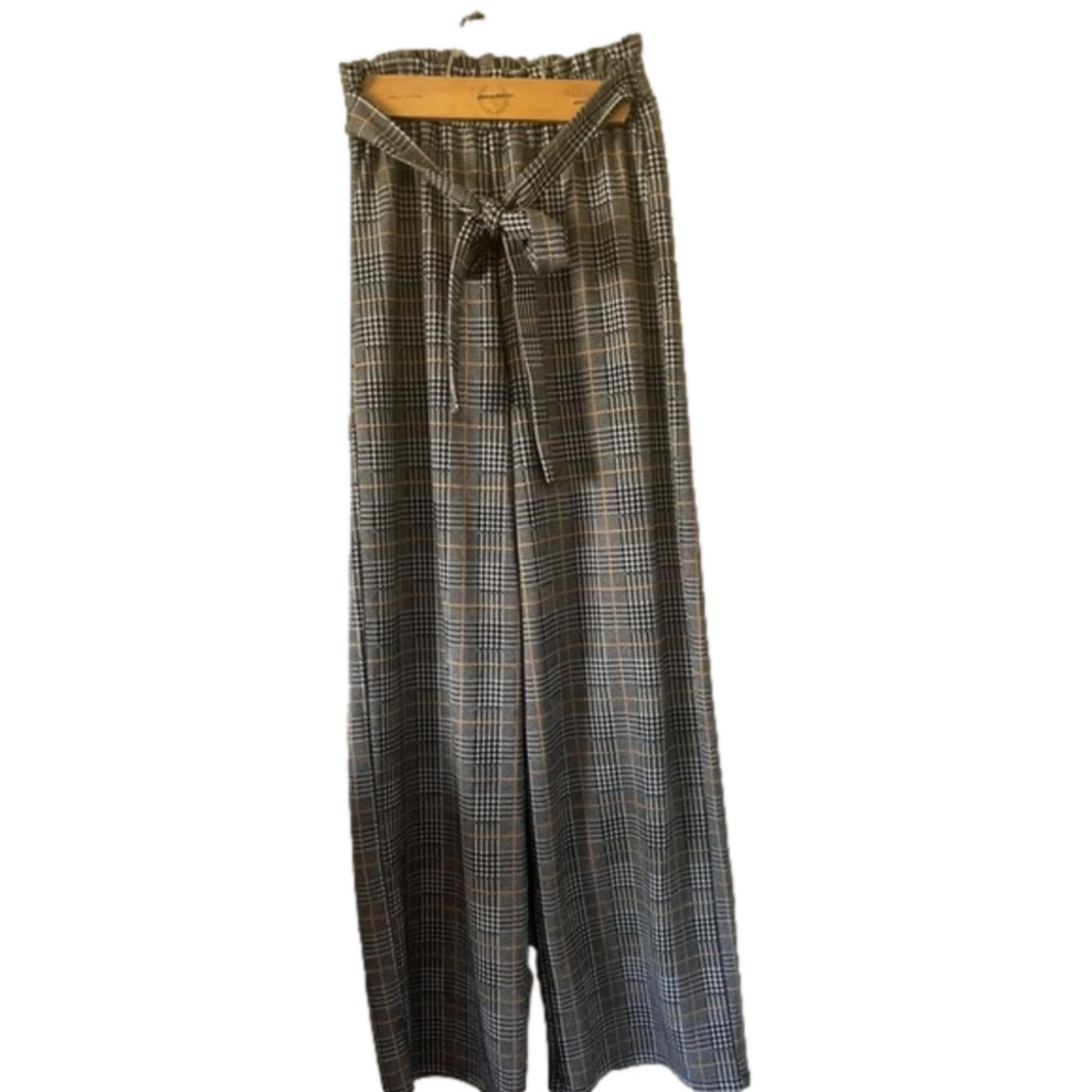 Windsor plaid pant with tie front smalll officewear professional pull on