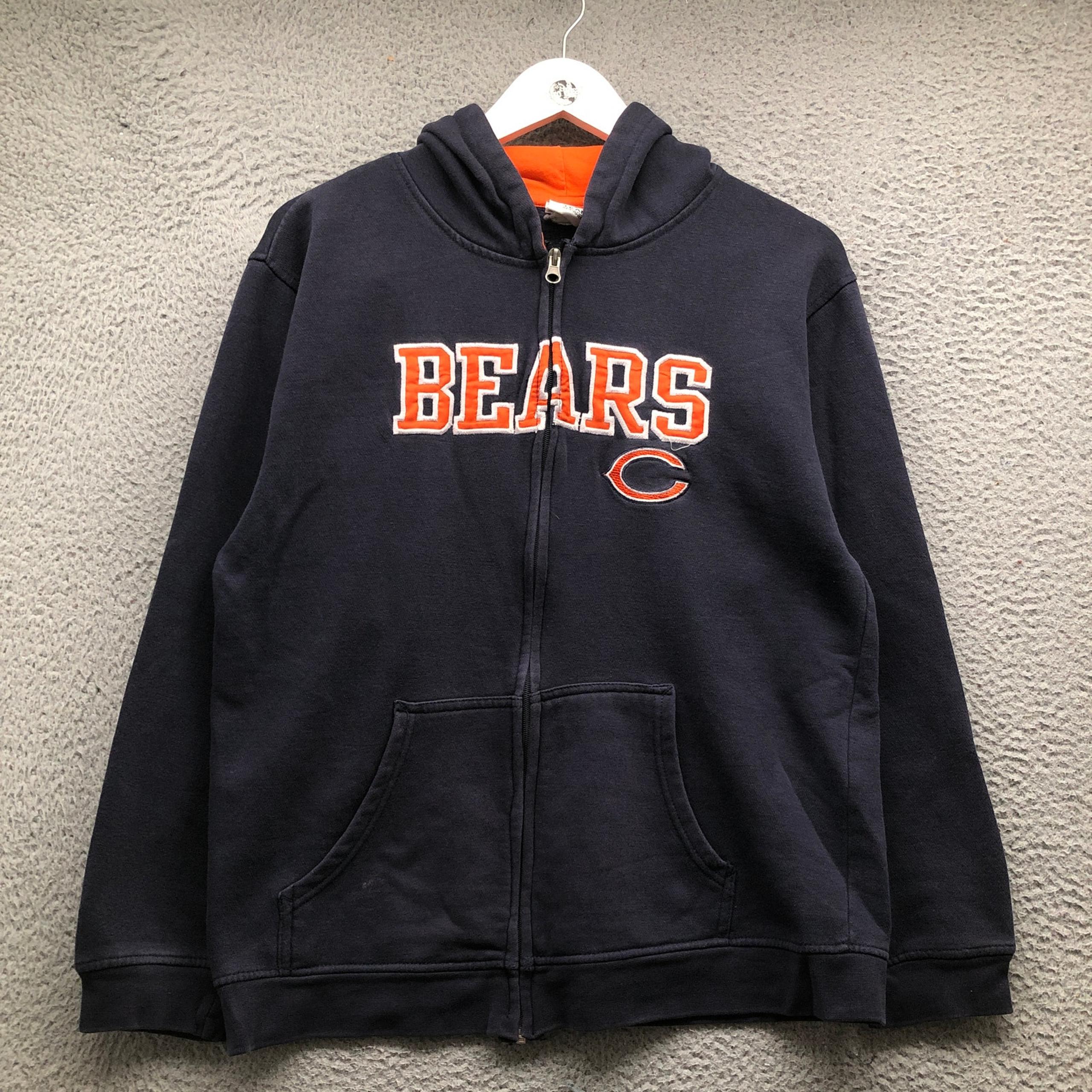 Chicago Bears NFL Sweatshirt Hoodie Womens Medium M Full Zip Embroidered Navy