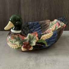 NWL Spode Duck Hand Painted Harvest Figural Collection Ceramic Dish Bowl 8.5