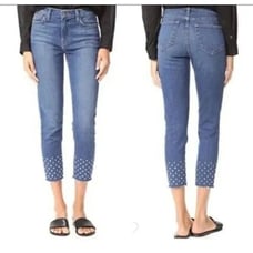 L'Agence Blue Angelique Studded Cropped Jeans - Size 31
