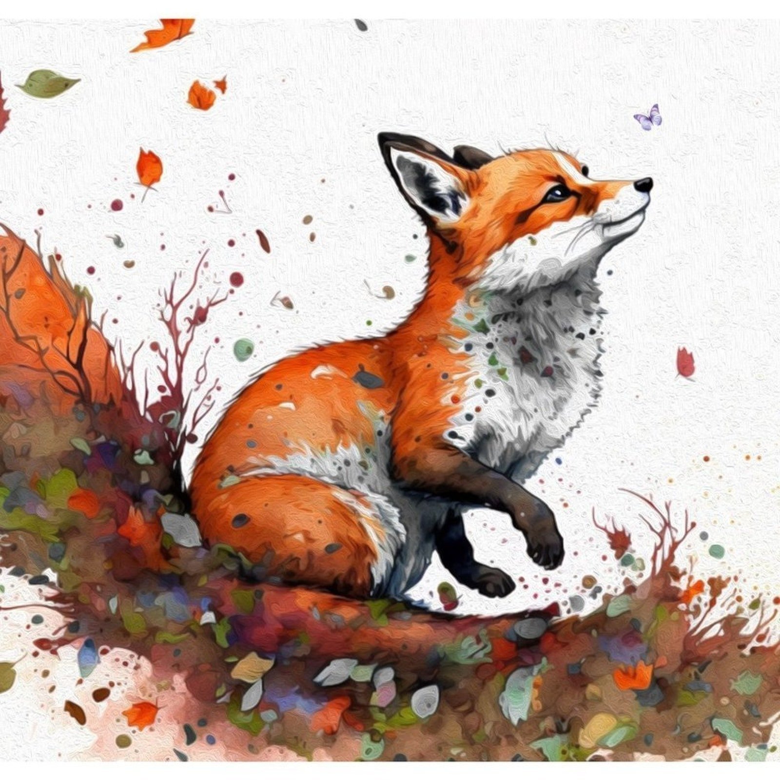 11x14 Fox Watercolor Oil Painting Art Wildlife Print