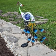 Yard Decorations Outdoor for Garden Decor, Peacock Solar Out