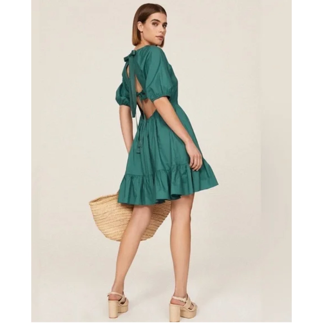 Peter Som Aqua Green Dress Open back Tie Dress