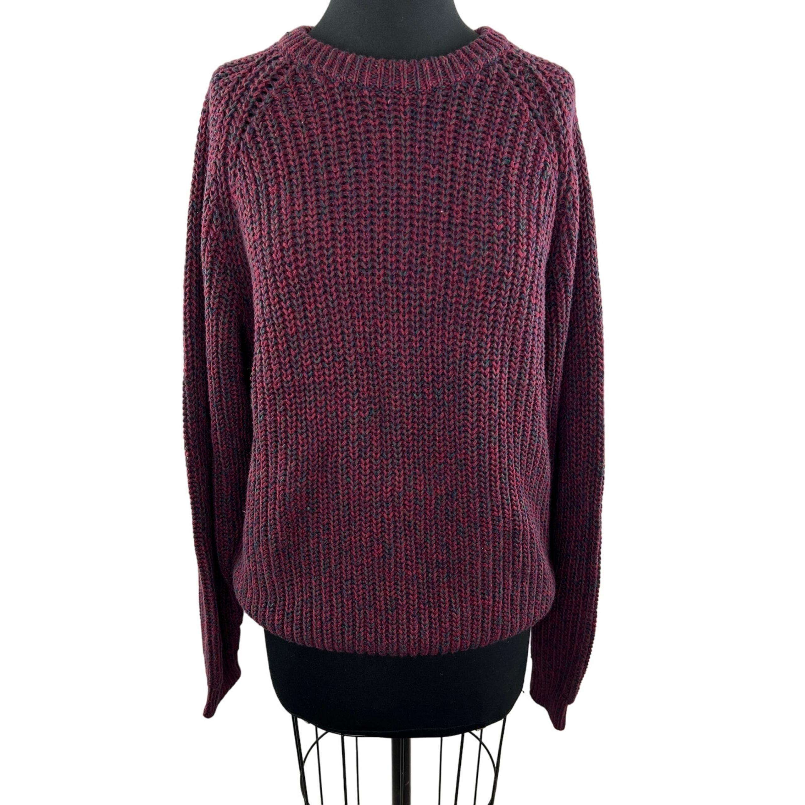 NEW Northern Isles Burgundy Long Sleeve Crewneck Heavy Knit Sweater Size L Large