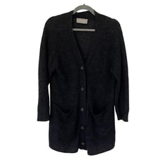 Everlane Alpaca Wool Oversized Button Front Longline Cardigan Heathered Black S