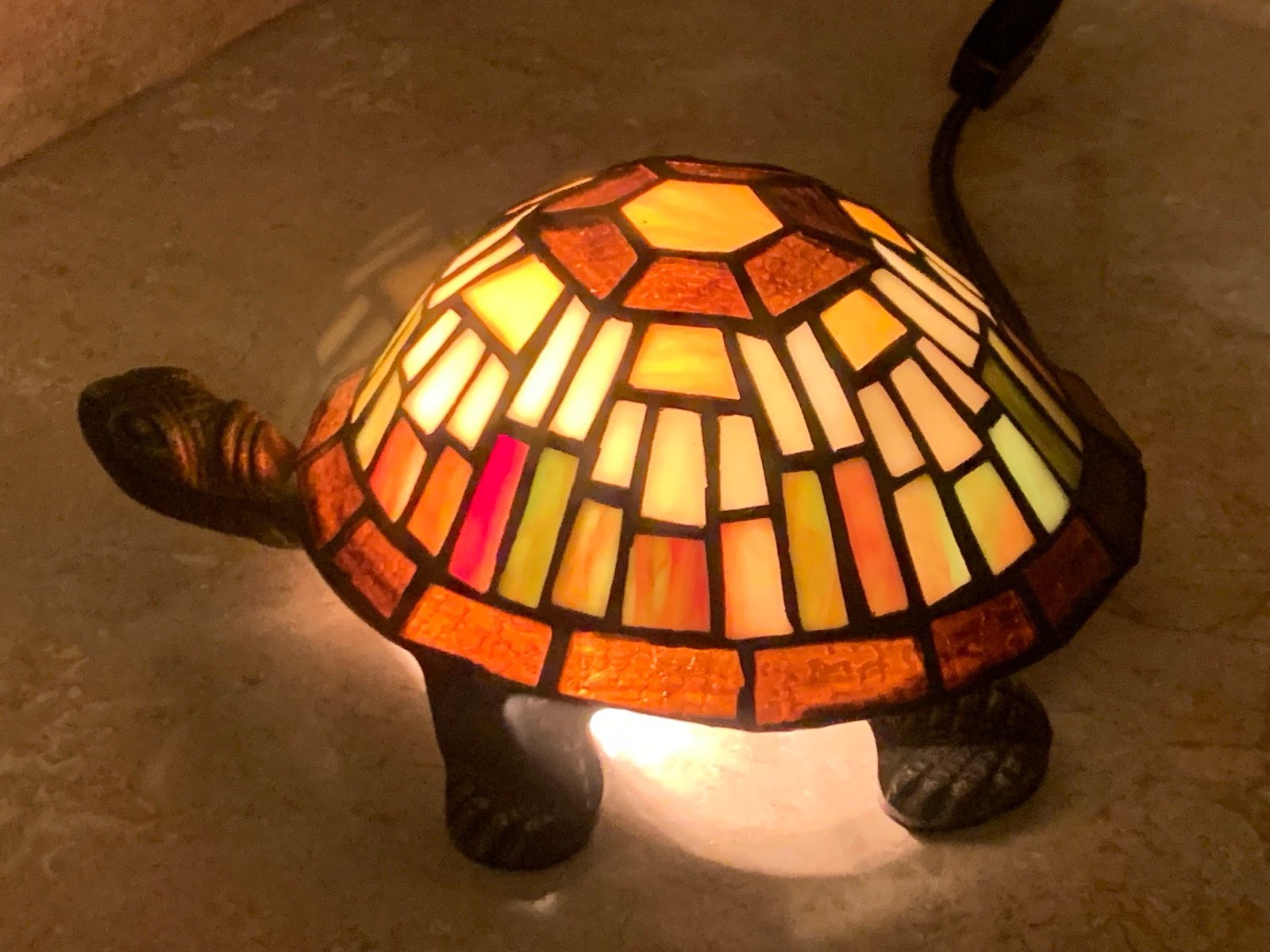 Vintage Stained Glass Quoizel Collectibles Turtle Lamp