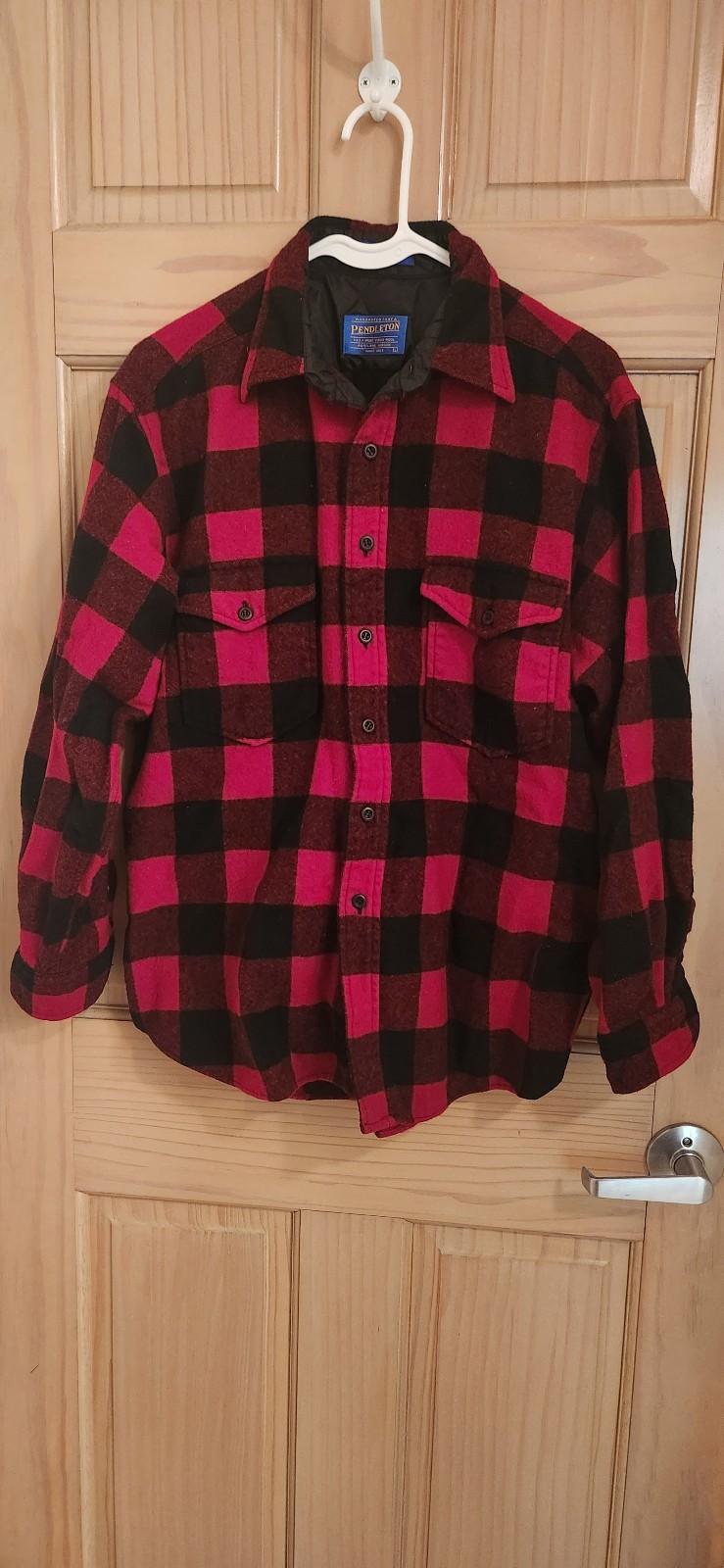Vintage Pendleton Black Red Buffalo Plaid Jacket Large