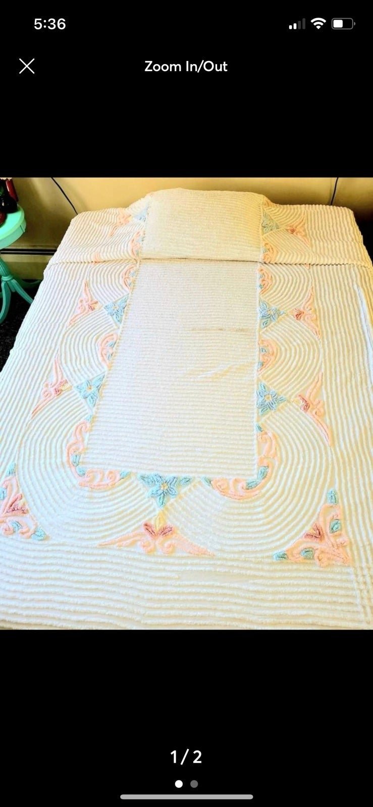 75” x 100” chenille vintage bed spread full queen
