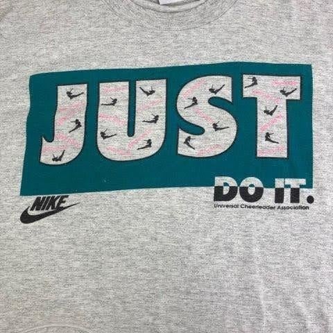 Nike L Just Do It TShirt Short Sleeve Crew Neck Gray Green Premier Sportswear
