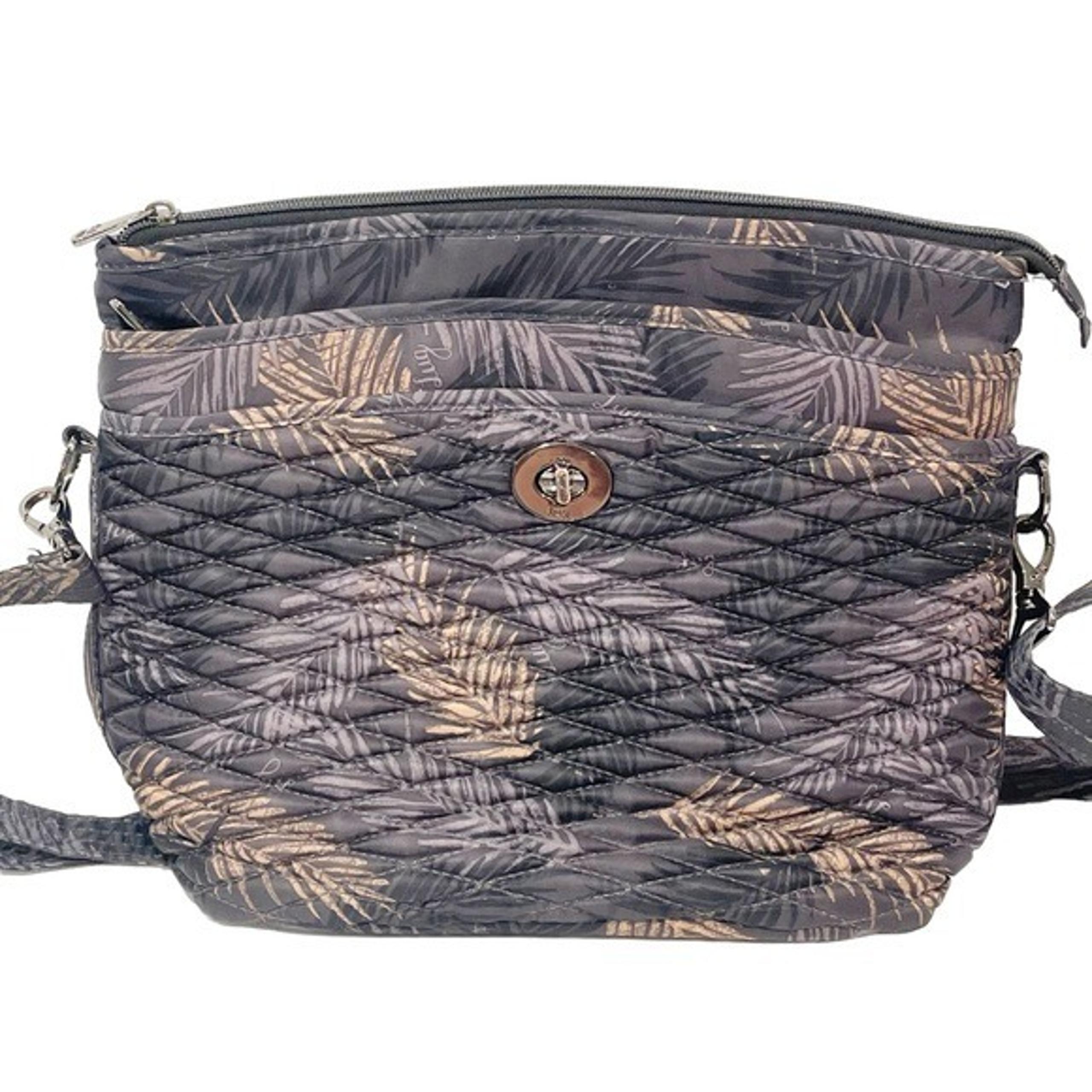 Lug Adagio Bubble Quilted Crossbody Shoulder Bag Purse - Tropical Fog Black