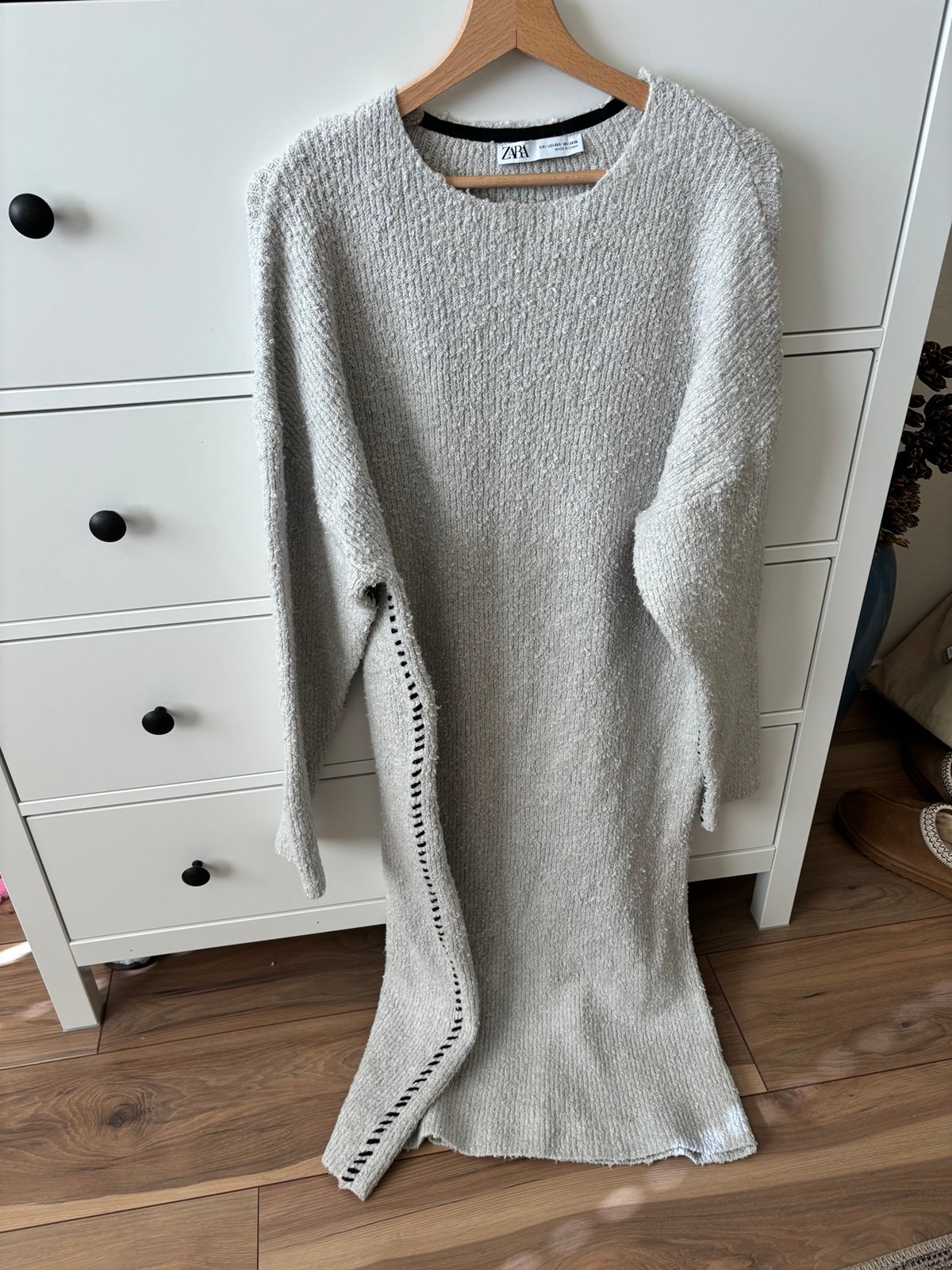 Zara Blanket Stitch Sweater Dress MIDI XS