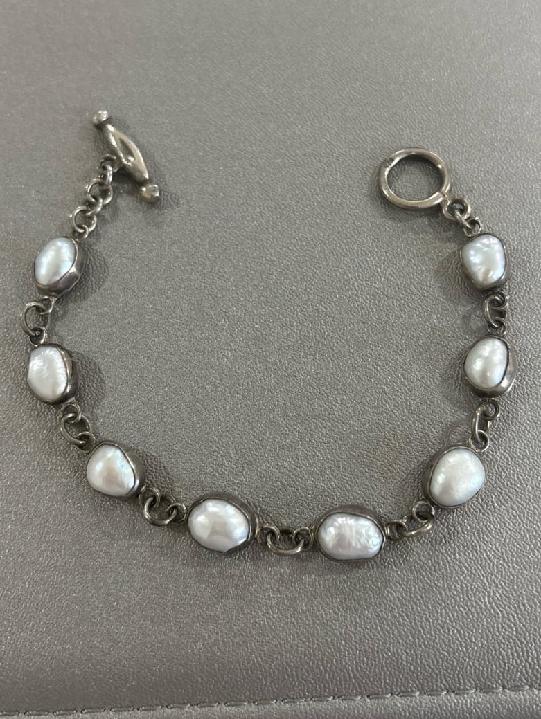 Vintage sterling silver fresh water pear bracelet