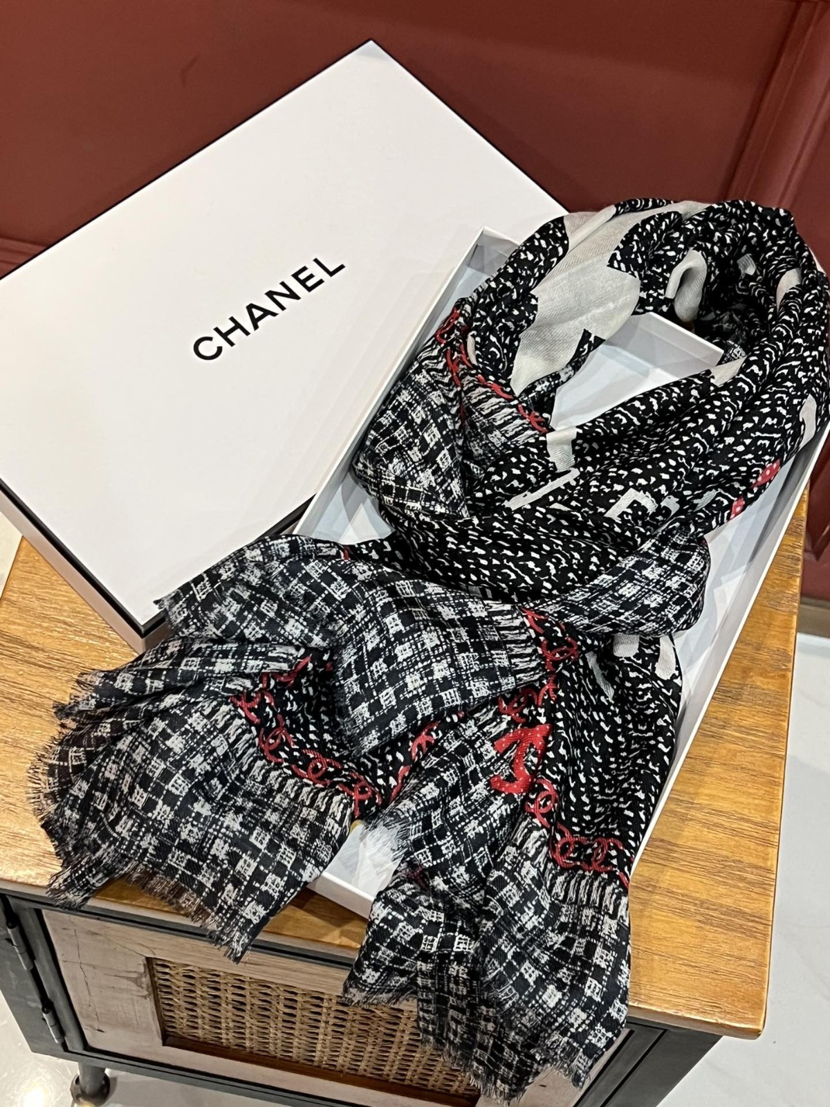 Black patterned scarf