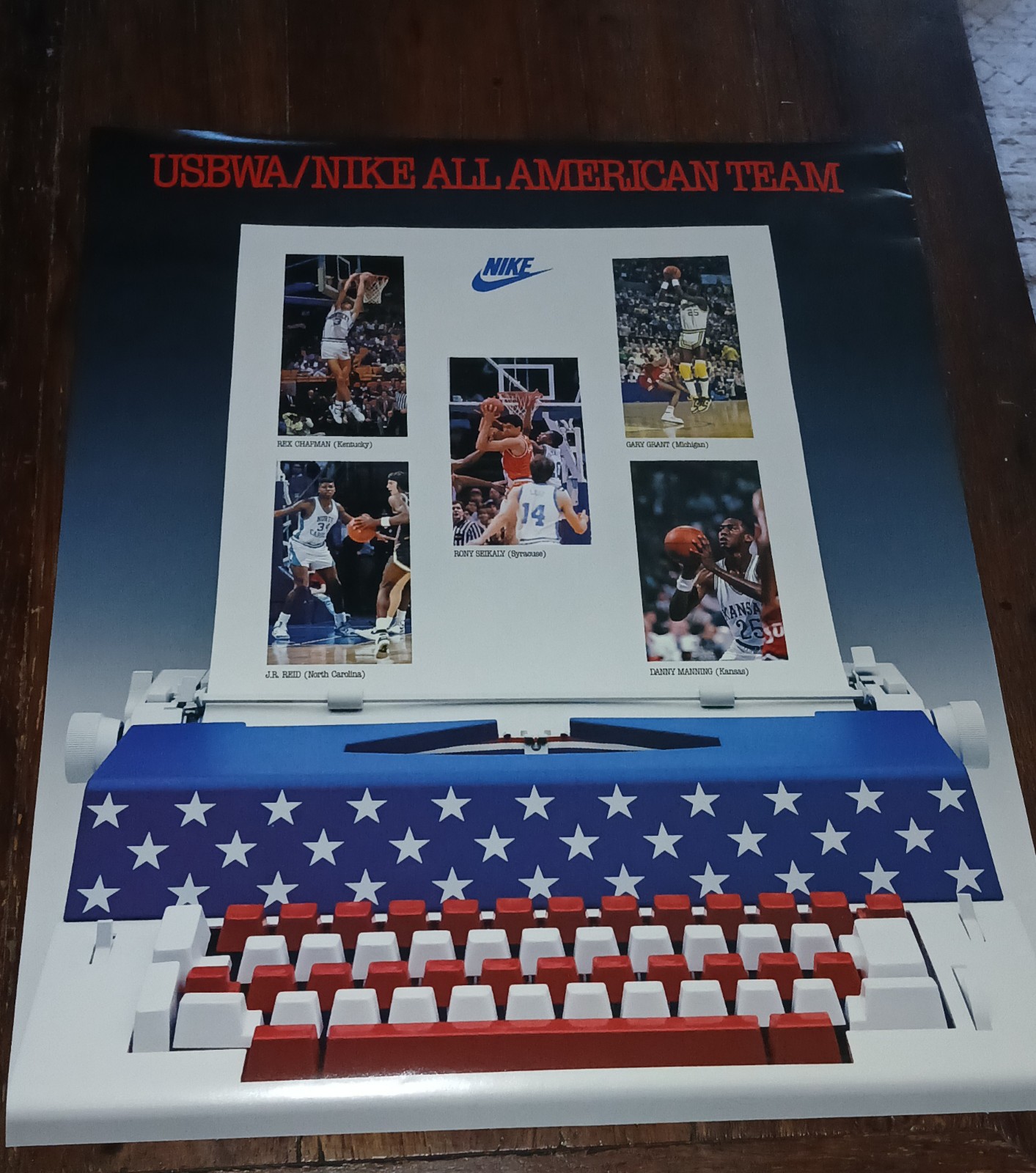 USBWA Nike All American Team Basketball Poster 1980s 24” X 20” Vintage NIke