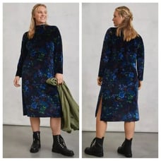 Maeve Women's Size 1X Blue Constance Velvet Floral Midi Dress Dark Romantic Boho