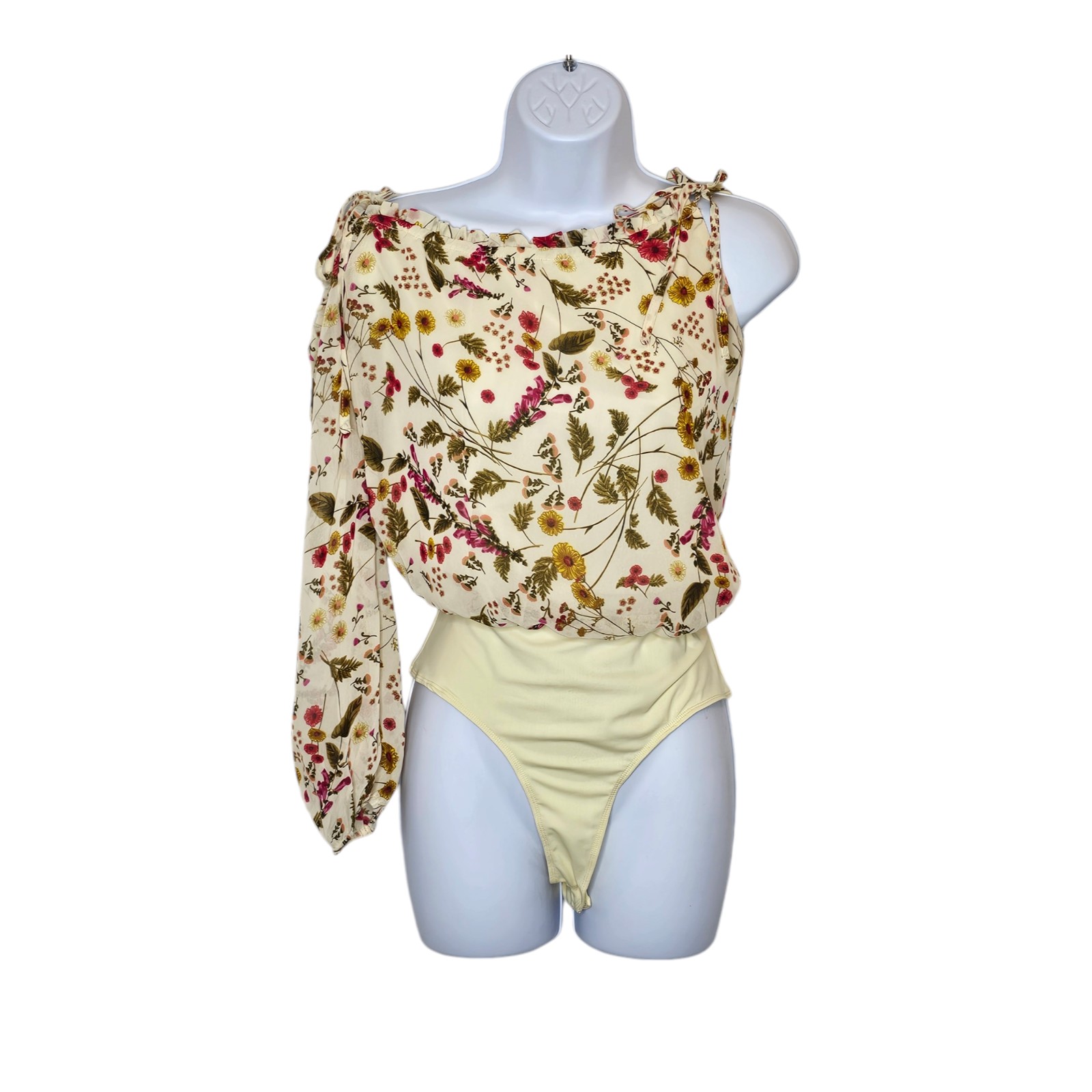 Lost + Wander Floral One Sleeve Bodysuit Size Medium