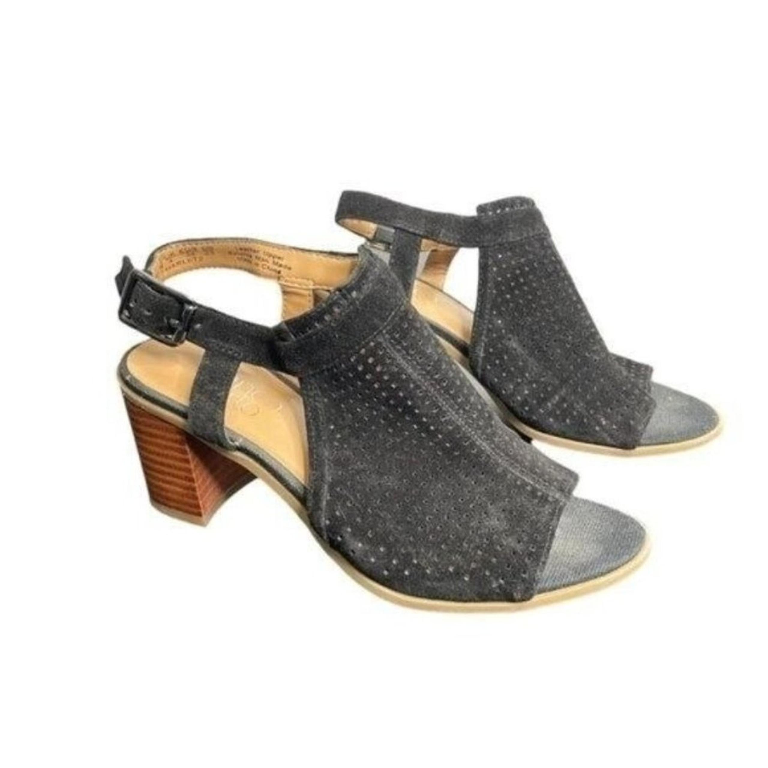 Franco Sarto Womens Heels Size 6 Black Suede Open Toe Casual Block