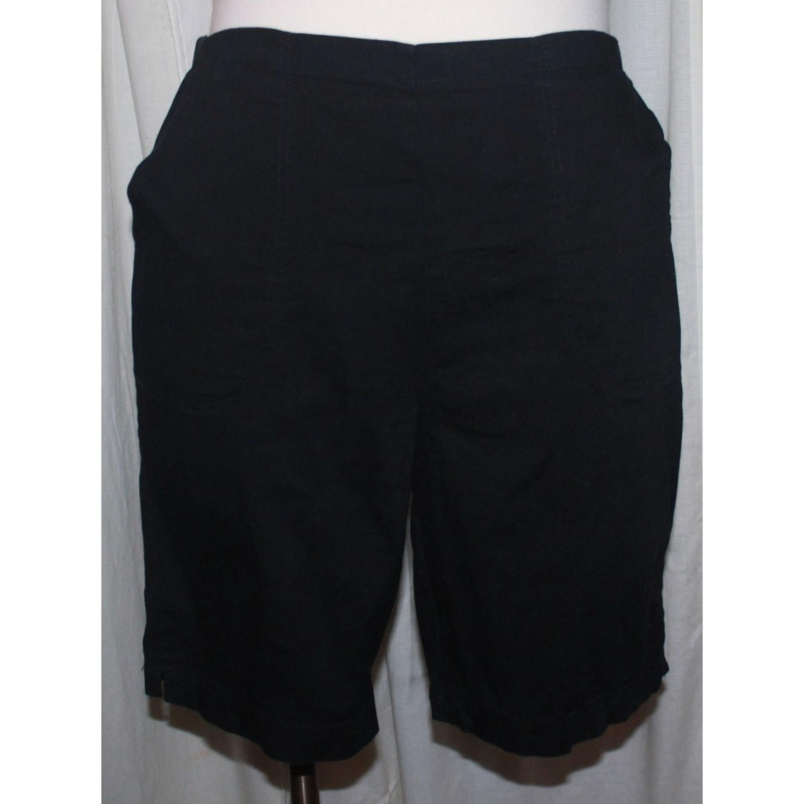 Women's White Stag Black Stretch Khaki Elastic Waist Hi-Rise Shorts Size 18