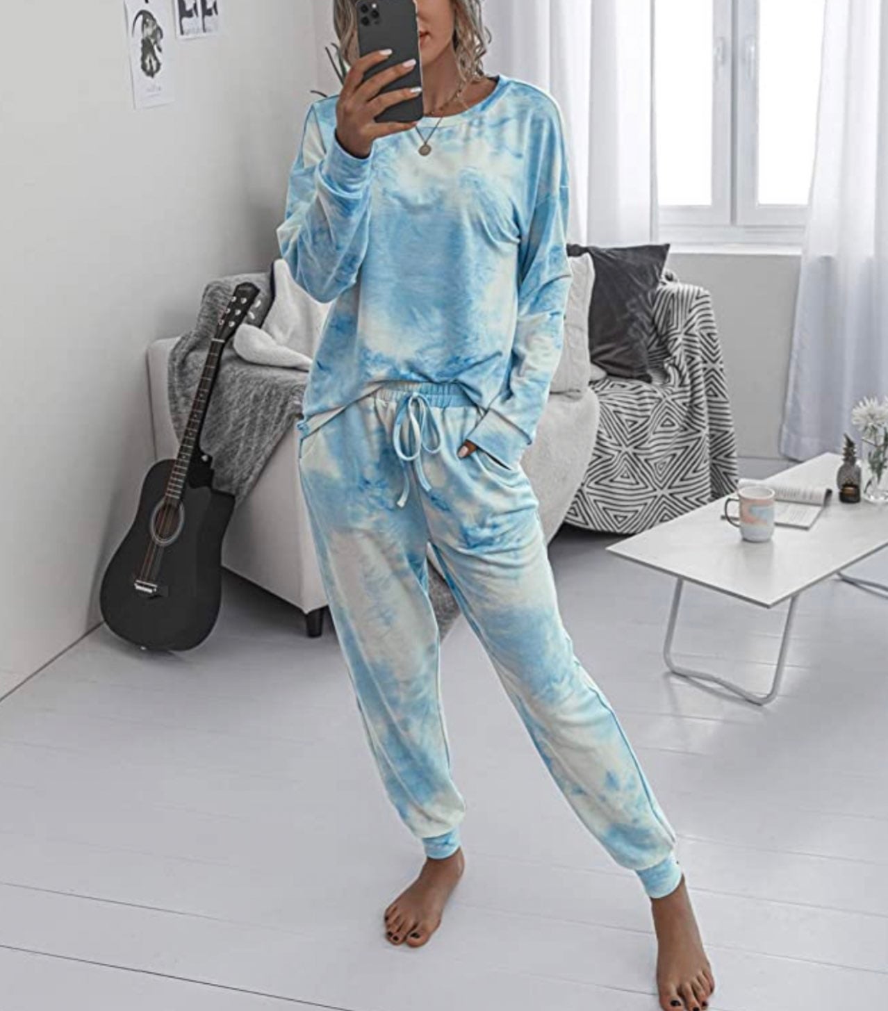 SOLD! - New 2 pcs Women's Long Sleeves Tie-dyed Pajama,Sleepwear Set,Long Pants