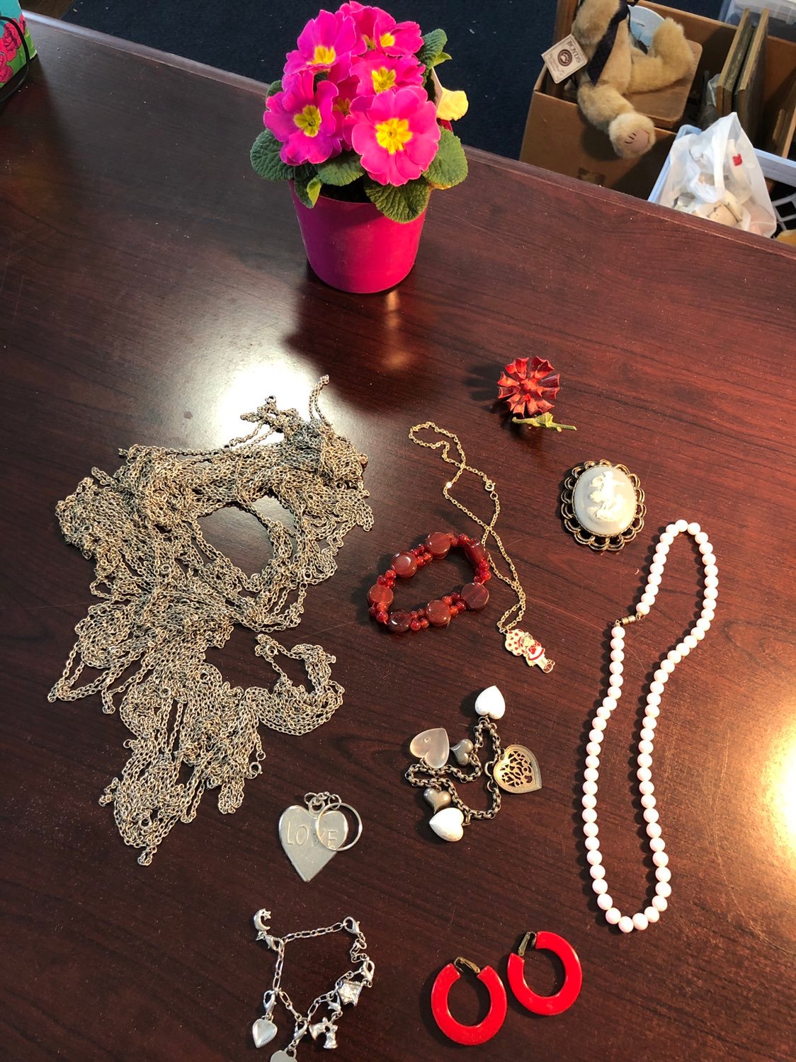 Lot of vintage costume jewelry and long