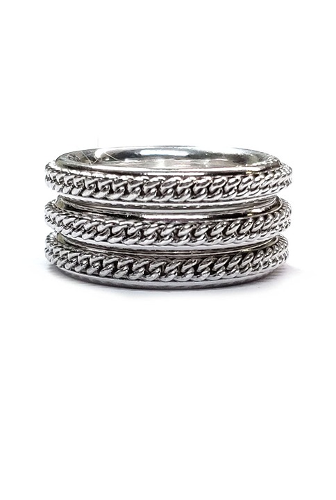 PIANAGONDA Ring Set, 3 Bands 4mm Each in Sterling Silver