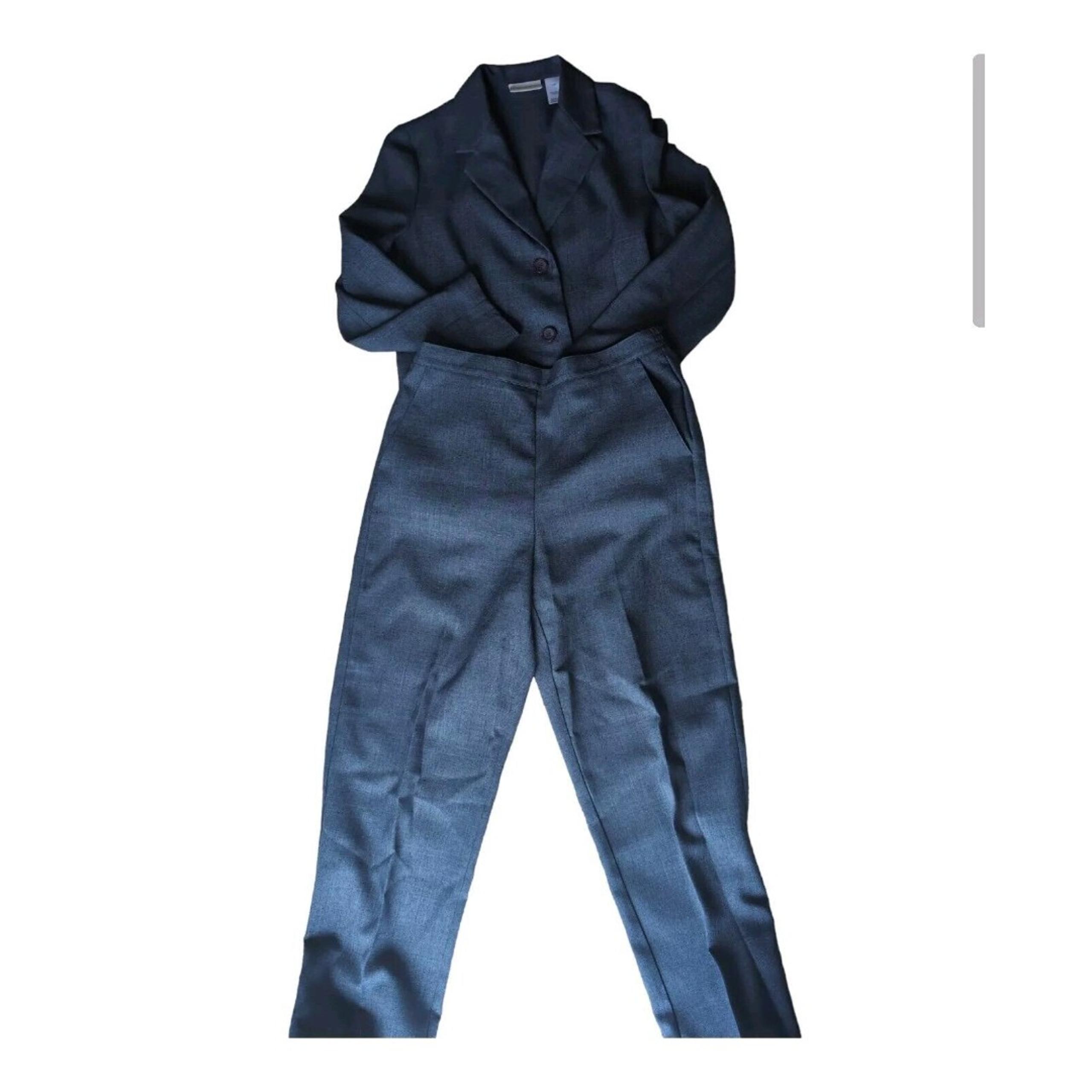 ALFRED DUNNER Light Navy Blue 2 Piece Suit Set Jacket Pants Womens 10P TwoButton
