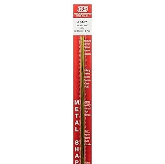 K&S Precision Metals 8167 Solid Brass Rods, 0.114 OD x 12