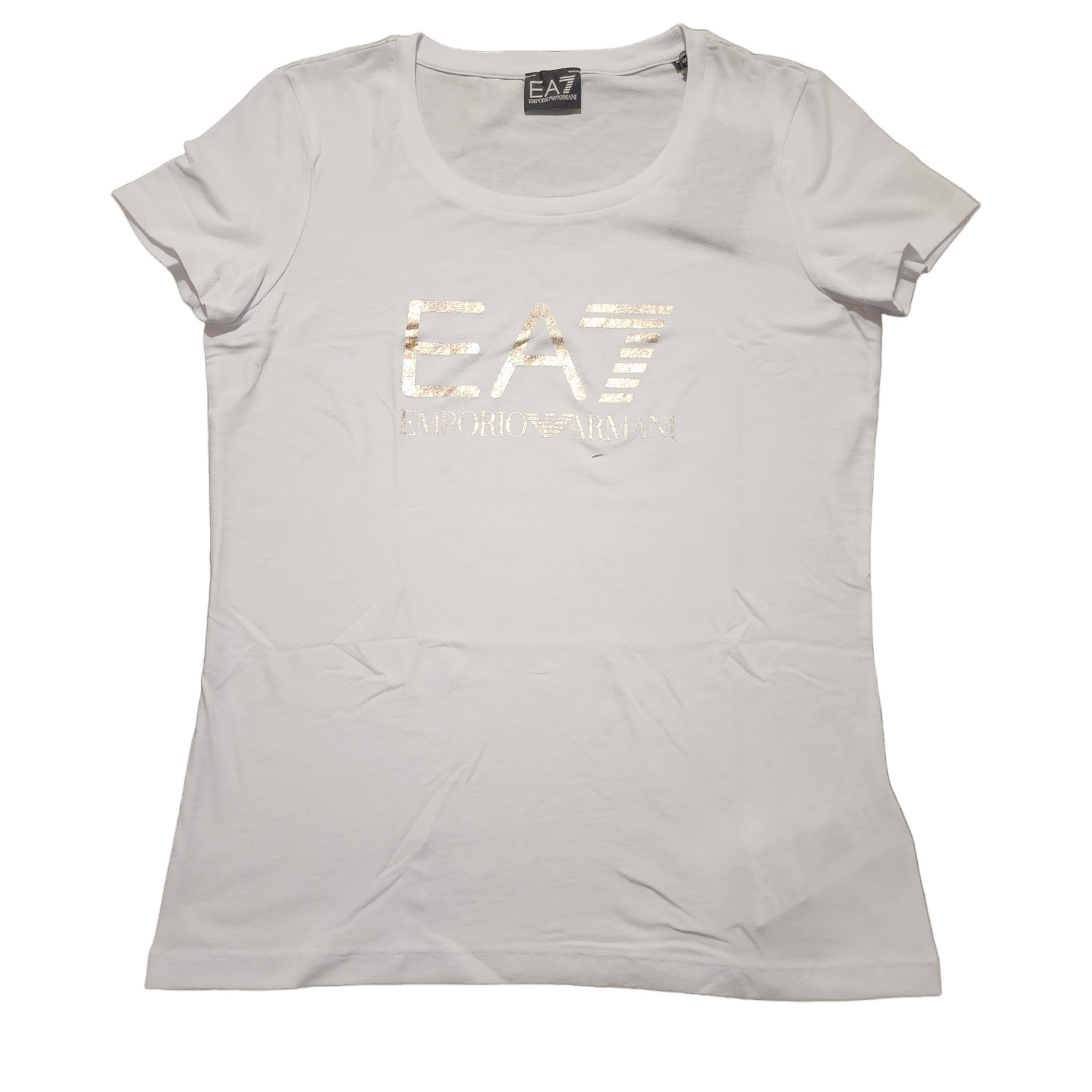 Emporio Armani Womens T-shirt Short Sleeve EA7 Logo White Size Large