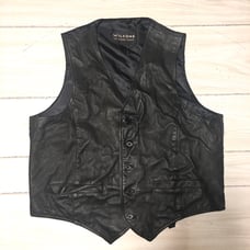 Vintage Wilson’s Black Leather Vest Leather MOTORCYCLE Mens Size XL 90s Y2K