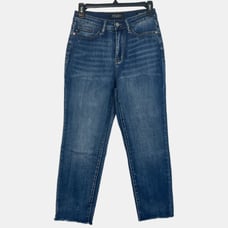 Judy Blue Relaxed High Rise Cropped Women's 3/26 Stretch Denim Blue Jeans