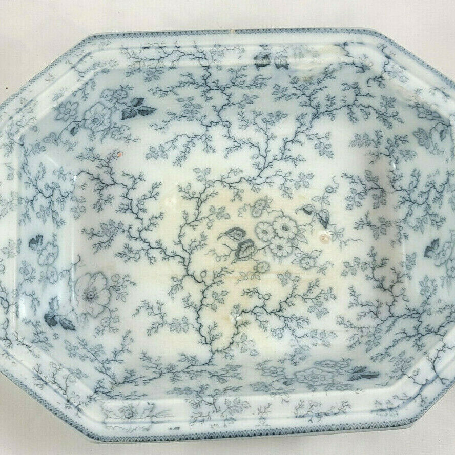 ANTIQUE FRANCIS MORLEY LADY PEEL PATTERN IRONSTONE BLUE TRANSFERWARE 11 BOWL