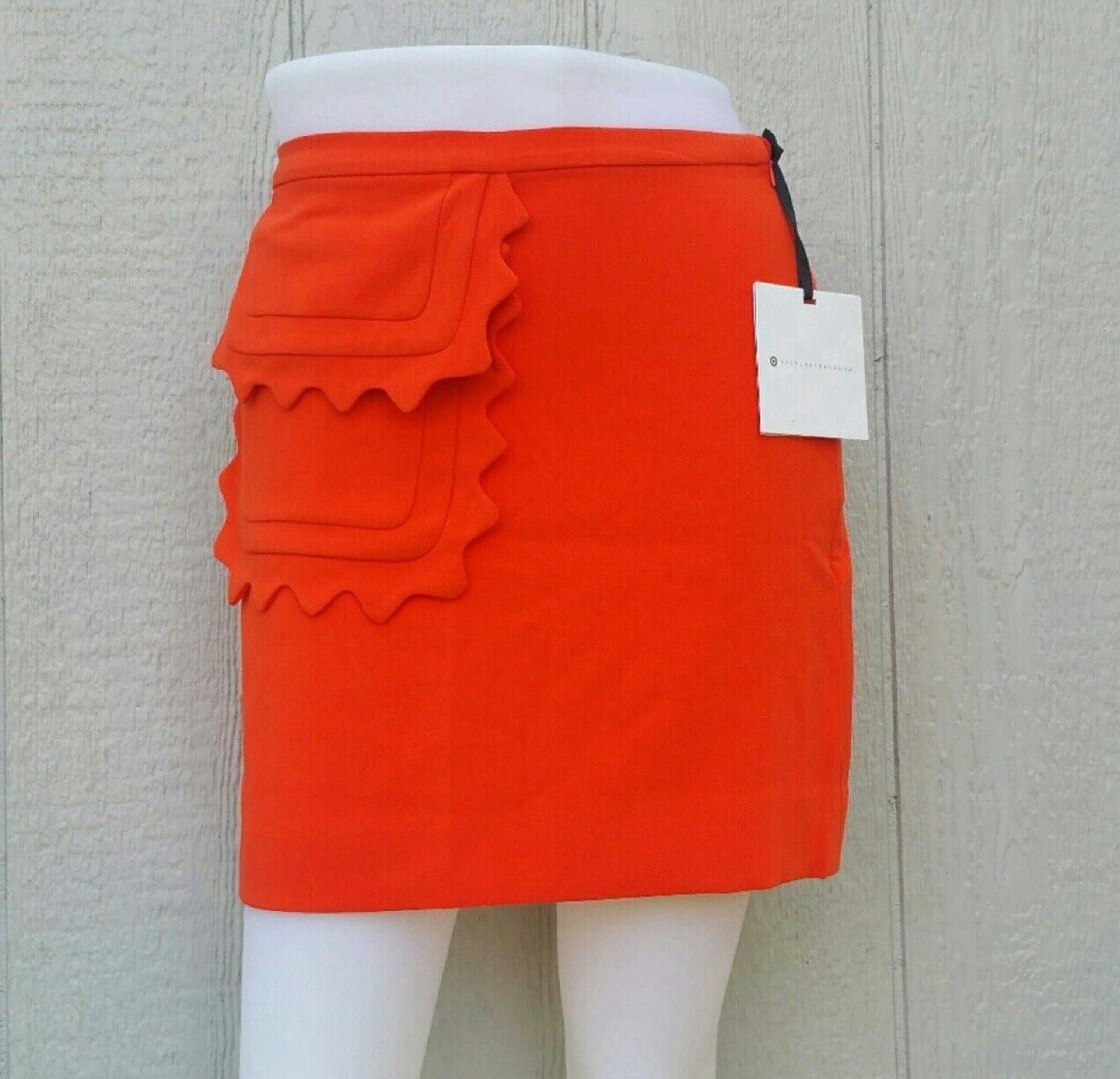 Victoria Beckham for Target Orange Scallop Trim Twill Skirt Women's Size M NWT - Victoria Victoria Beckham