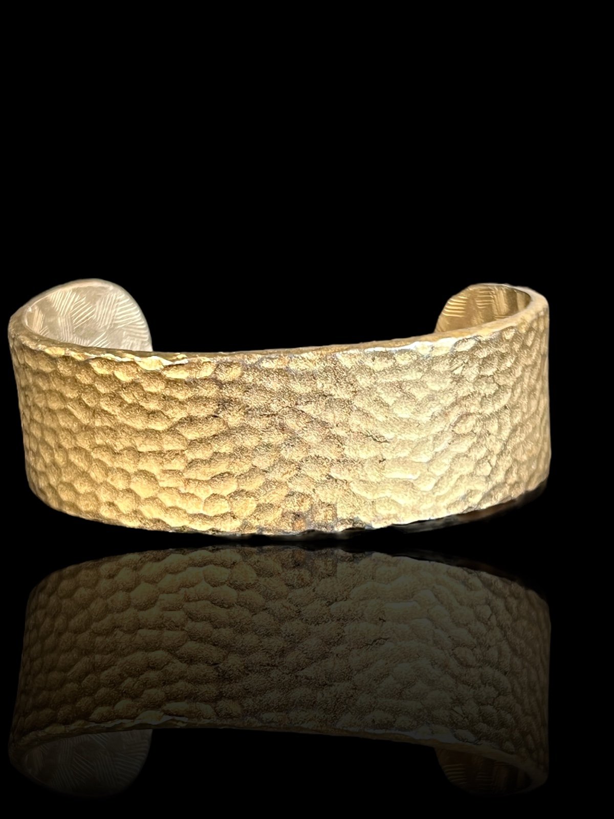 Vintage Givenchy Brushed Gold Tone Hammered Cuff Bracelet