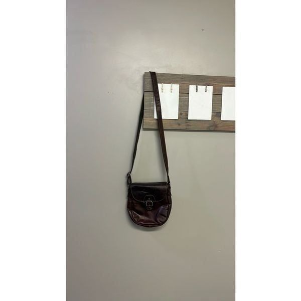 Jack Georges Voyager Crossbody Saddle Bag Purse Brown Genuine Embossed Leather