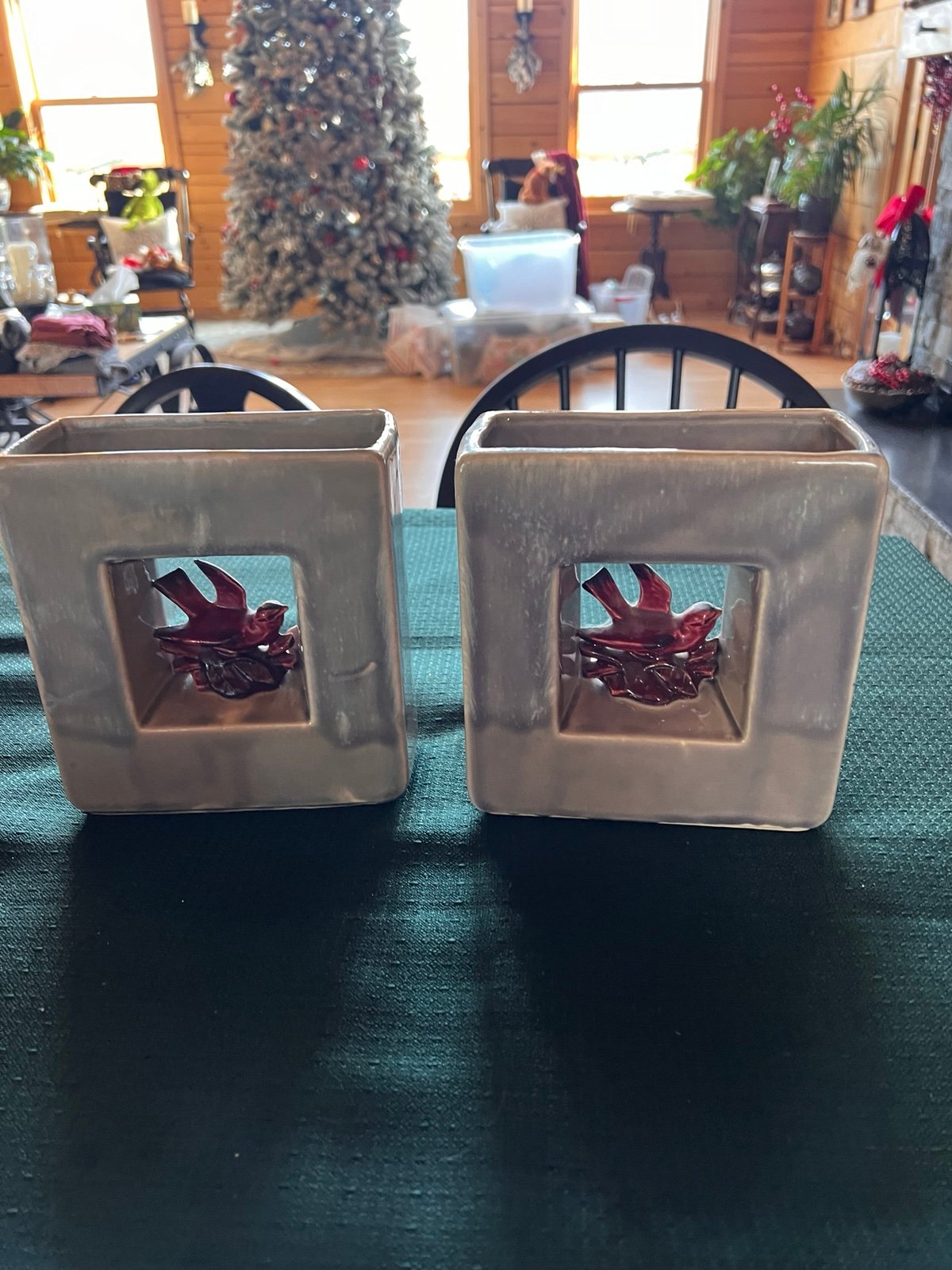 Vintage MCCOY pottery bird vase set