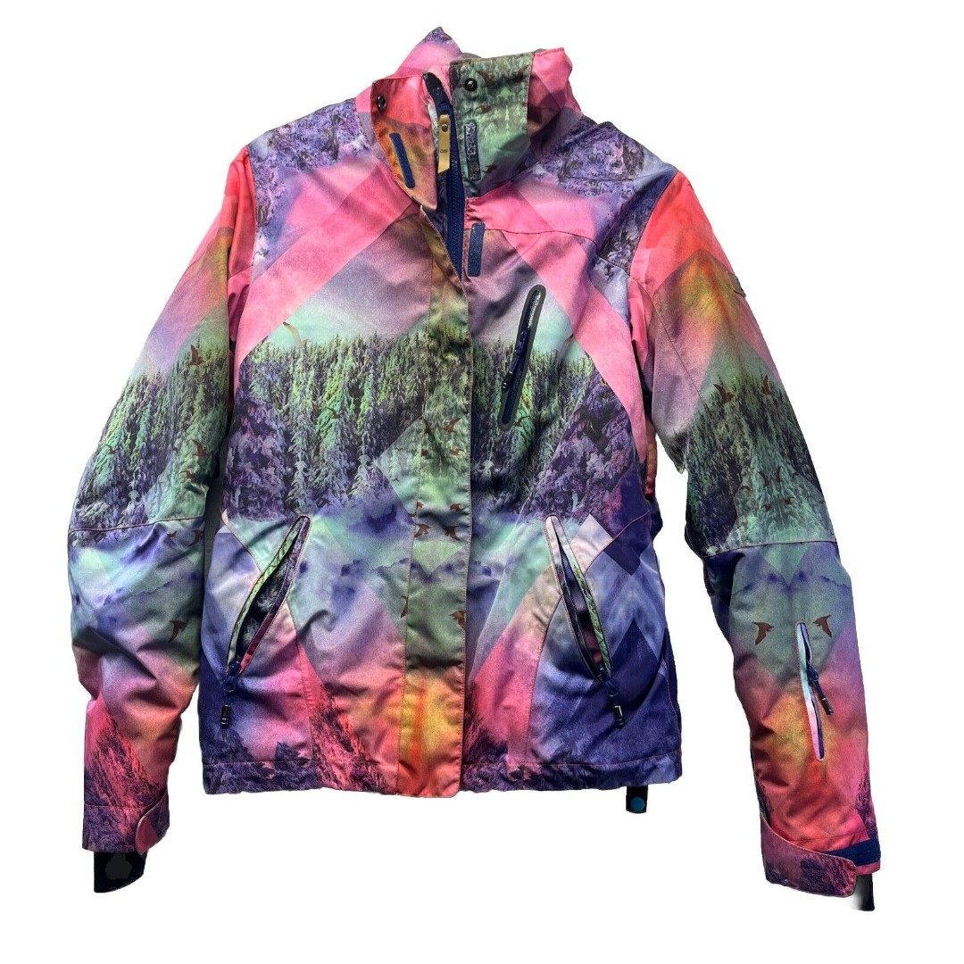 GSOU SNOW 15k Womens Size XS Colorful Forest Snowboard Ski Waterproof Jacket
