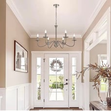 6-Light Brushed Nickel Modern Farmhouse Candle Chandelier Lighting Light