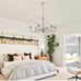 6-Light Brushed Nickel Modern Farmhouse Candle Chandelier Lighting Light